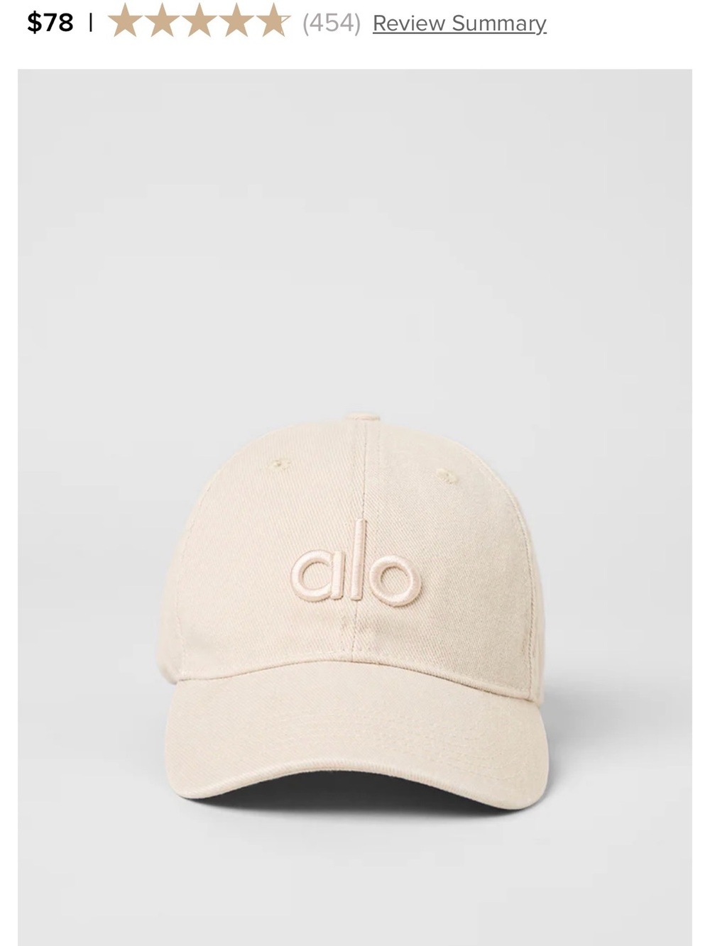 ALO Yoga Cream Embroidered Logo Baseball Cap